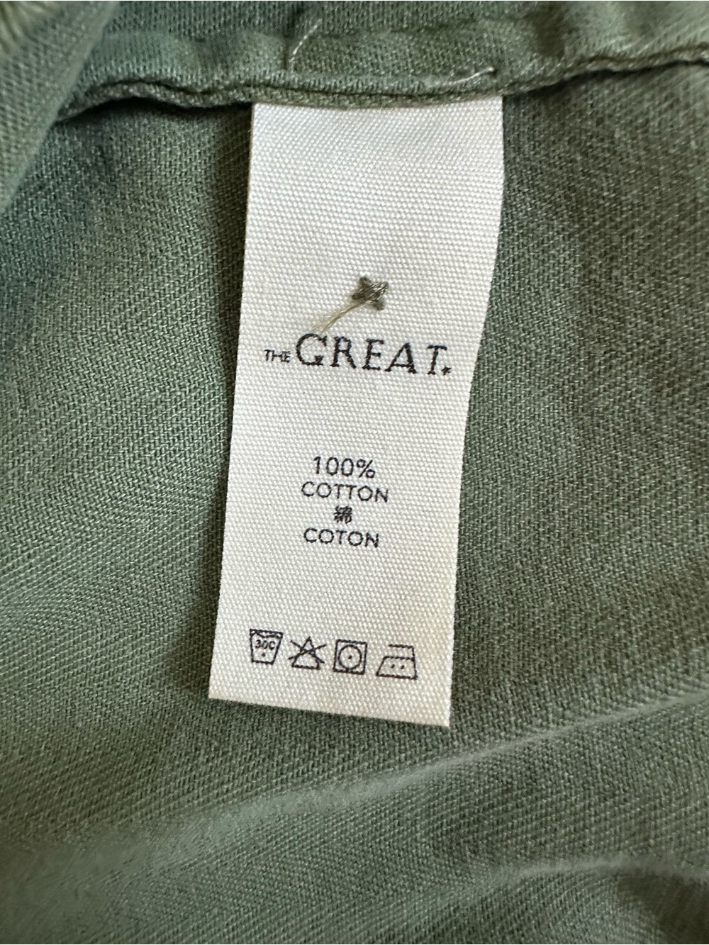 THE GREAT. Ruffled Square-Neck Button-Front Tank - Sage - Picture 6 of 8